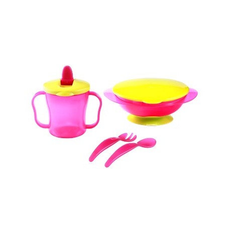 coffret repas pour bébé rose