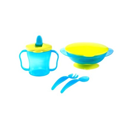 Ensemble Repas Bébé Complet Set Vaisselle en Silicone Kit Repas, Rose, Vert  Bleu