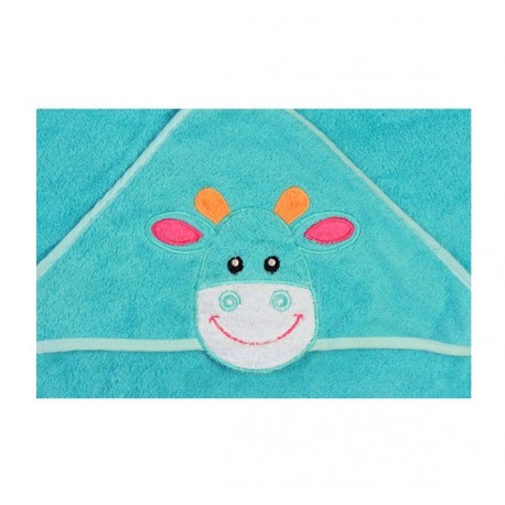 Serviette de bain avec capuche turquoise vache
