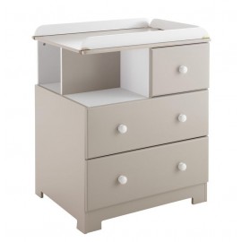 Commode à langer Bali Taupe et Blanche - Poyet Motte