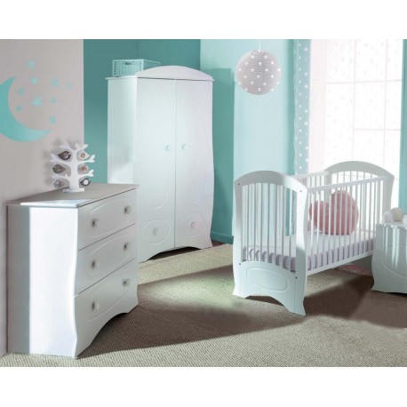 Lit pour bébé et commode blanc Perle