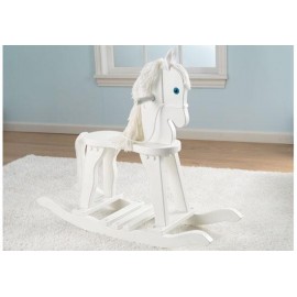 Cheval à bascule blanc en bois