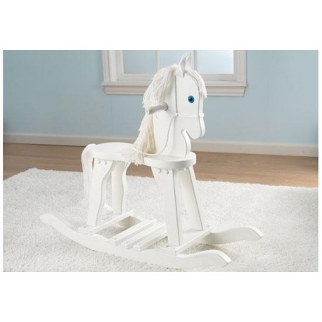 Cheval à bascule blanc en bois