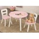 Ensemble table pour enfant ronde rose et ses 2 chaises
