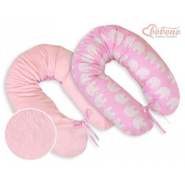 Coussin d'allaitement double face éléphant rose