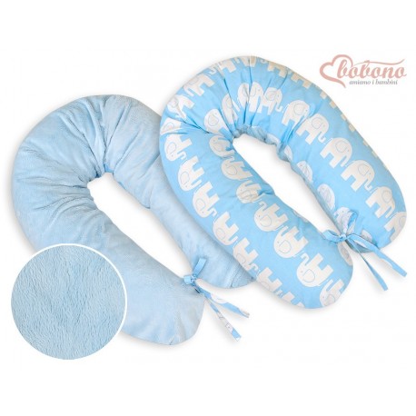 Coussin d'allaitement double face éléphant bleu