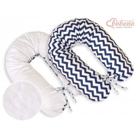 Coussin d'allaitement double face éclair bleu marine et blanc