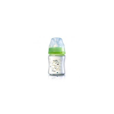 Biberon en verre coeur 120 ml vert
