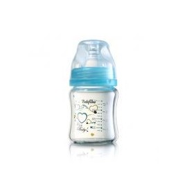 Biberon en verre coeur 120 ml bleu