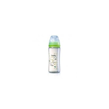 Biberon en verre coeur 260 ml vert