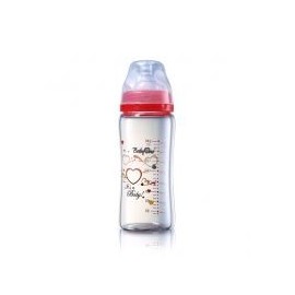 Biberon en verre coeur 260 ml rouge