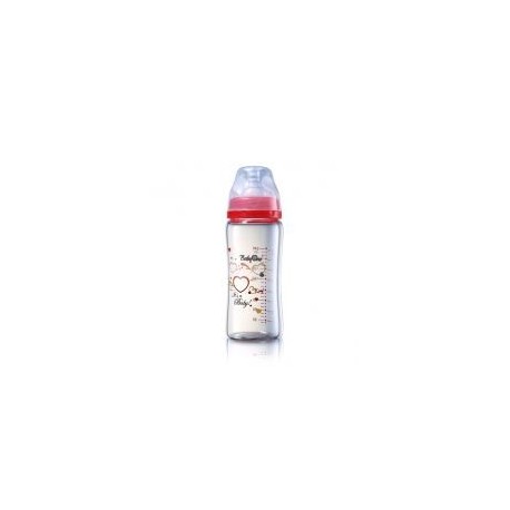 Biberon en verre coeur 260 ml rouge