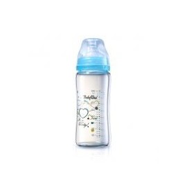 Biberon en verre coeur 260 ml bleu