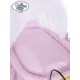 Berceau rétro et sa parure complète rose à pois  et blanc