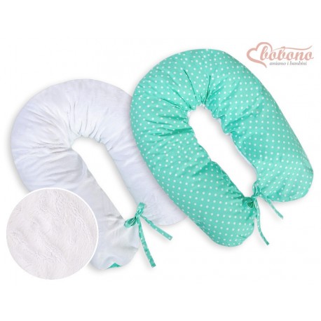 Coussin d'allaitement double face menthe à pois